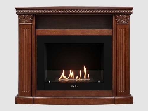 Каминный портал МДФ "Людовик 1300" с биокамином Lux Fire "Фаер Бокс 2 - 30" (темный орех)