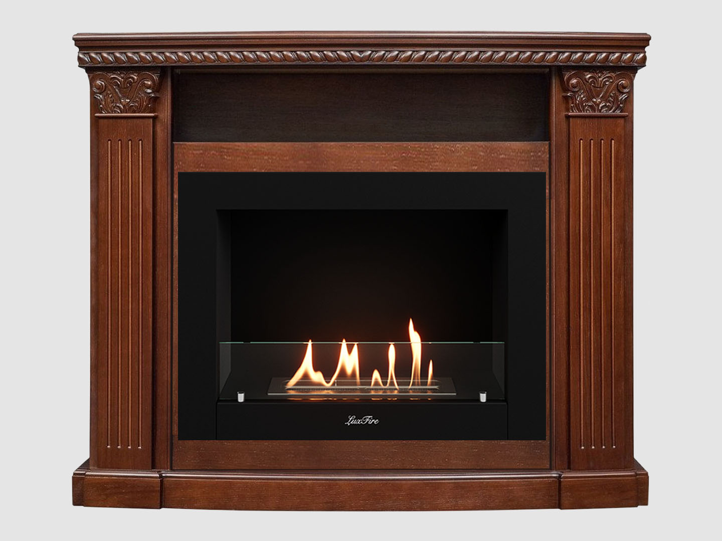 Каминный портал МДФ "Людовик 1300" с биокамином Lux Fire "Фаер Бокс 2 - 30" (темный орех) по цене 77 100 руб.