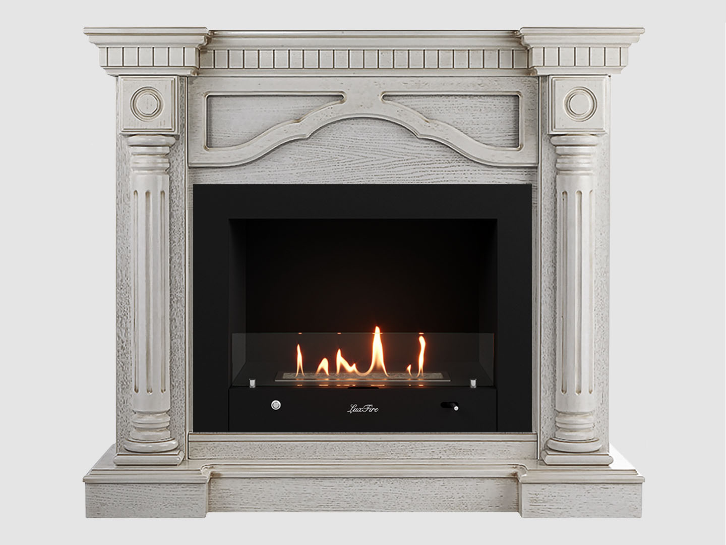 Каминный портал МДФ "Монако 1210" с биокамином Lux Fire "Фаер Бокс 4-30" (белый) по цене 124 300 руб.